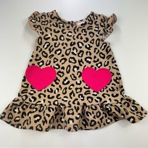 Youngland Baby Girl's Leopard Print and Heart Ruffle Dress Size 12M